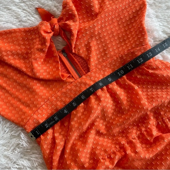 alice + oliva | Minka Tie Front Monarch Orange Tiered Maxi Dress - Picture 15 of 16